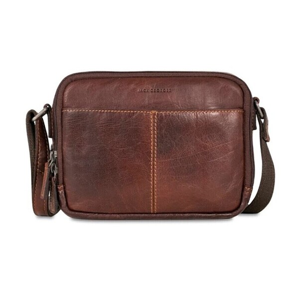 Jack Georges Leather Double Zippered Crossbody Bag Voyager #7195 NWOT - Picture 8 of 13